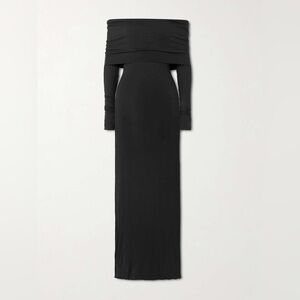 SKIMS Black Off-Shoulder Long Sleeve Dress - size L